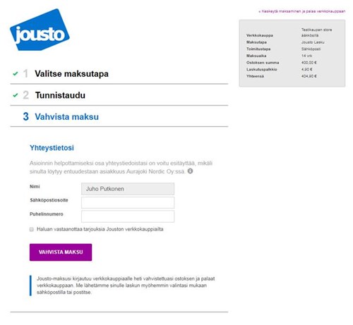 jouston uusi ostokokemus